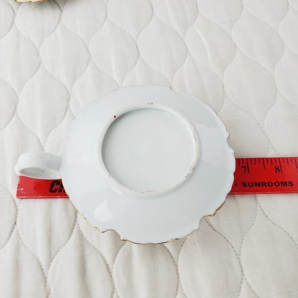 Vintage Candle Stick Holder Set White Porcelain Handled 2 PC Set Gold Trim MCM - Picture 6 of 12